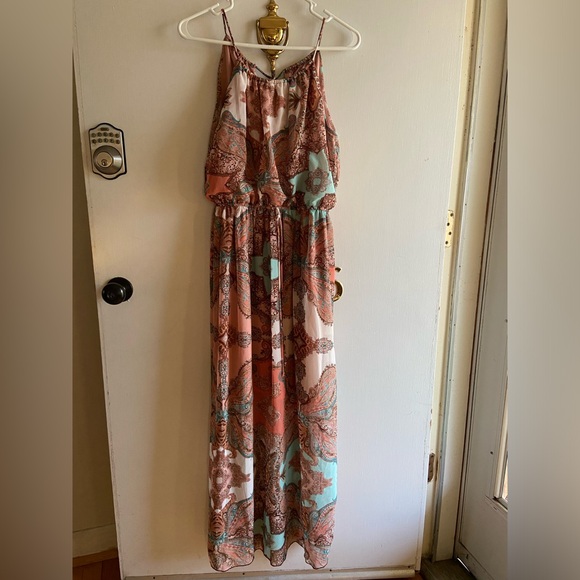 Sweet Storm Dresses & Skirts - Sweet Storm Maxi Dress coral/blue floral- size large